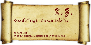 Kozányi Zakariás névjegykártya
