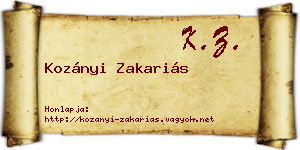 Kozányi Zakariás névjegykártya